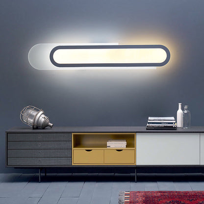 Rynx | LED Bathroom Mirror Light with Oblong Acrylic Shade White Wall Sconces in Warm/White Light, 12"/18"/20" Wide