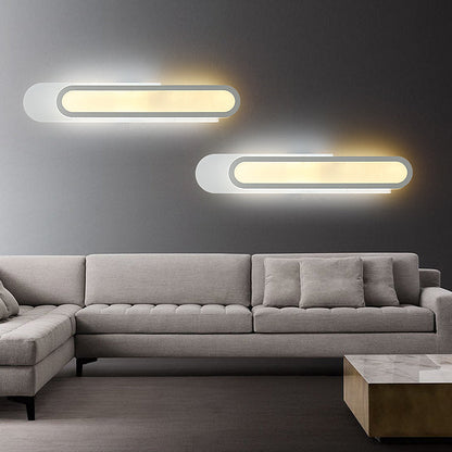 Rynx | LED Bathroom Mirror Light with Oblong Acrylic Shade White Wall Sconces in Warm/White Light, 12"/18"/20" Wide