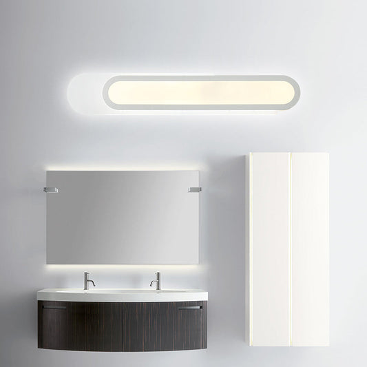 Rynx | LED Bathroom Mirror Light with Oblong Acrylic Shade White Wall Sconces in Warm/White Light, 12"/18"/20" Wide