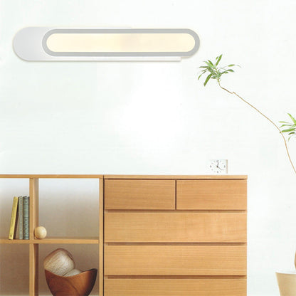 Rynx | LED Bathroom Mirror Light with Oblong Acrylic Shade White Wall Sconces in Warm/White Light, 12"/18"/20" Wide