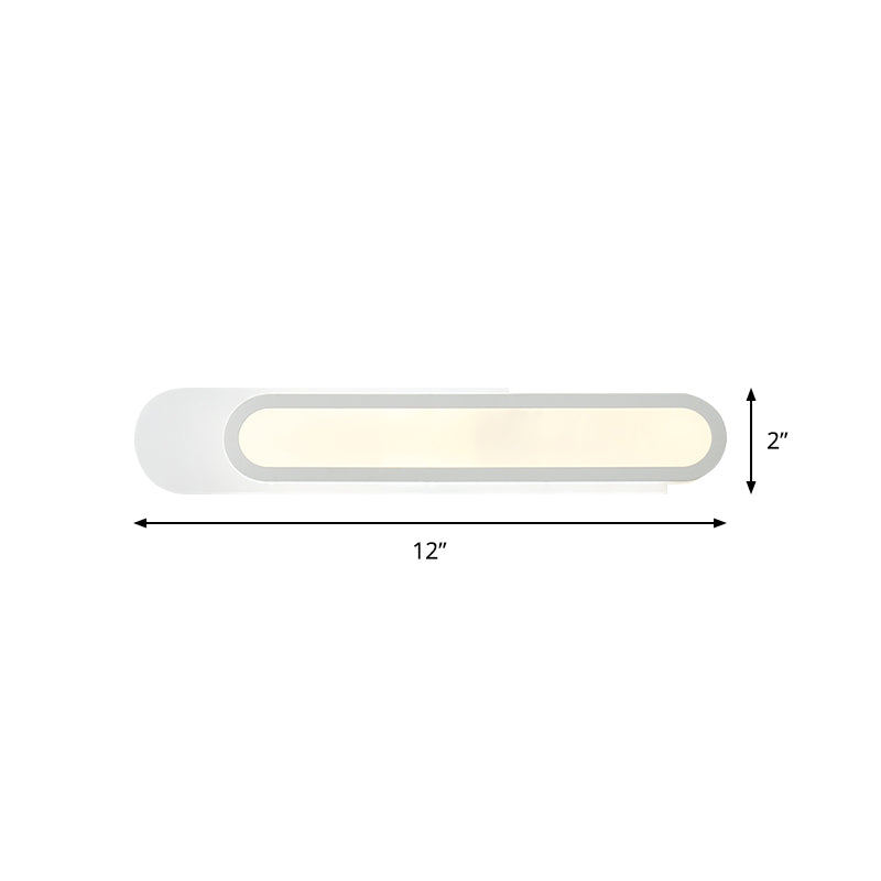 Rynx | LED Bathroom Mirror Light with Oblong Acrylic Shade White Wall Sconces in Warm/White Light, 12"/18"/20" Wide