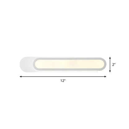 Rynx | LED Bathroom Mirror Light with Oblong Acrylic Shade White Wall Sconces in Warm/White Light, 12"/18"/20" Wide