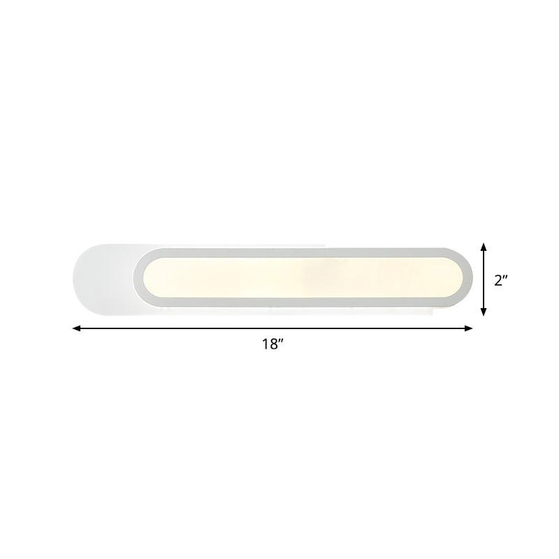 Rynx | LED Bathroom Mirror Light with Oblong Acrylic Shade White Wall Sconces in Warm/White Light, 12"/18"/20" Wide