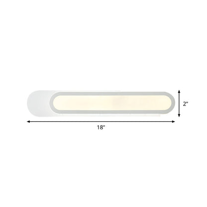 Rynx | LED Bathroom Mirror Light with Oblong Acrylic Shade White Wall Sconces in Warm/White Light, 12"/18"/20" Wide