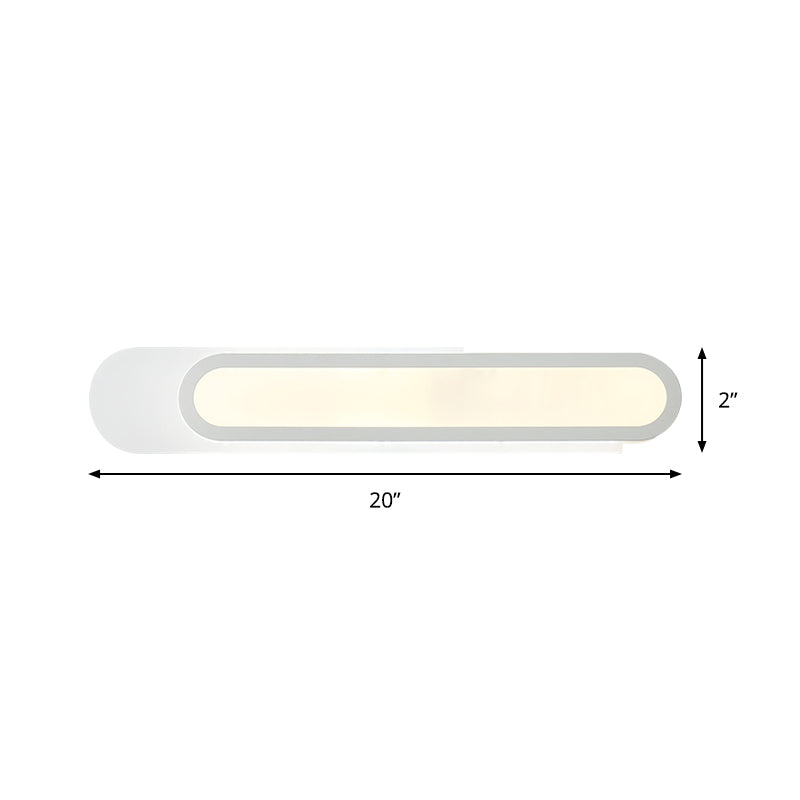 Rynx | LED Bathroom Mirror Light with Oblong Acrylic Shade White Wall Sconces in Warm/White Light, 12"/18"/20" Wide