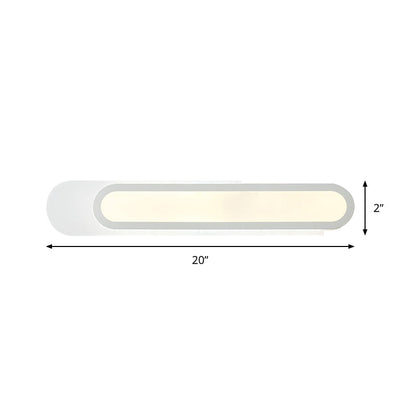 Rynx | LED Bathroom Mirror Light with Oblong Acrylic Shade White Wall Sconces in Warm/White Light, 12"/18"/20" Wide