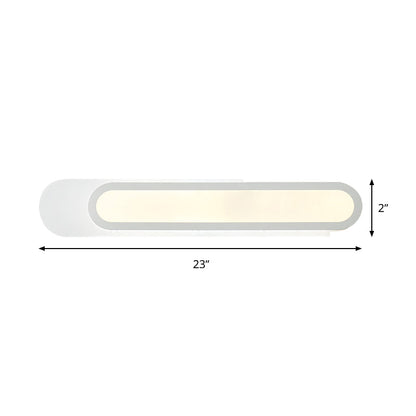 Rynx | LED Bathroom Mirror Light with Oblong Acrylic Shade White Wall Sconces in Warm/White Light, 12"/18"/20" Wide