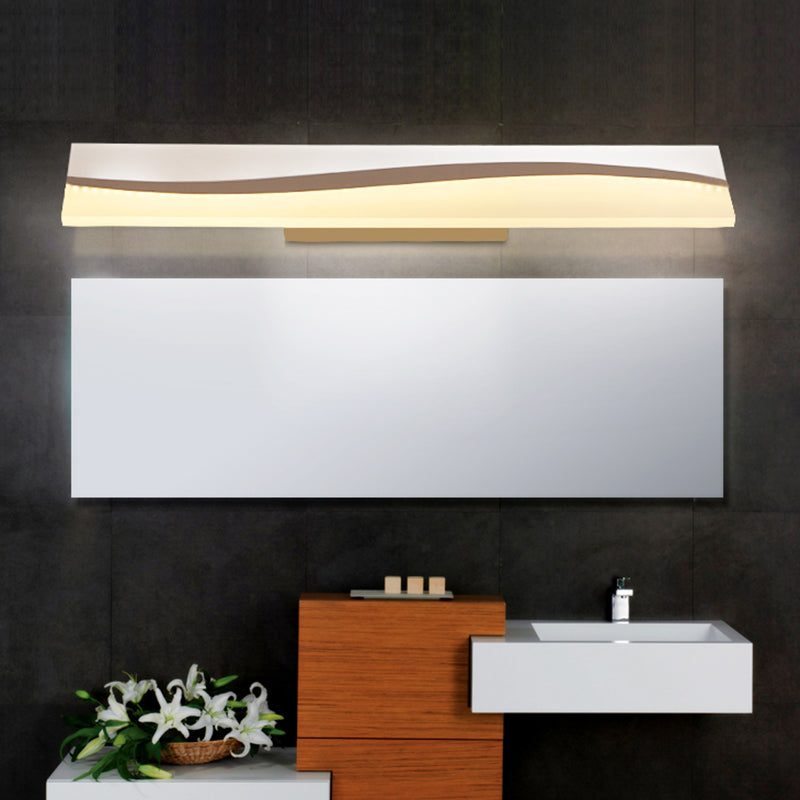 Rynx | Acrylic Rectangular Makeup Mirror Lamp Simple 16"/19.5"/23" Width LED Bathroom Light over Mirror in Warm/White, Water and Fog Resistant