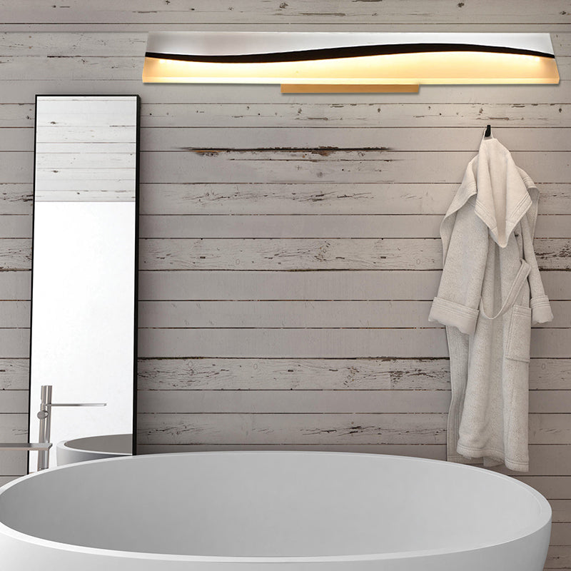 Rynx | Acrylic Rectangular Makeup Mirror Lamp Simple 16"/19.5"/23" Width LED Bathroom Light over Mirror in Warm/White, Water and Fog Resistant
