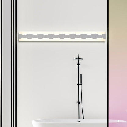 Rynx | 16"/19.5" Width LED Bathroom Mirror Lighting with Wave Acrylic Shade White Wall Sconce in Warm/White Light