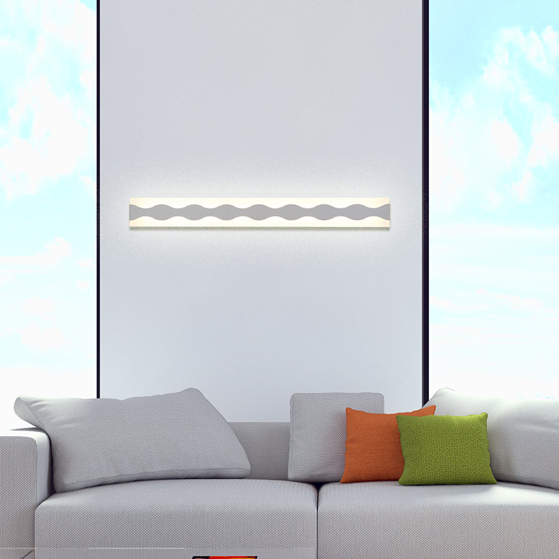 Rynx | 16"/19.5" Width LED Bathroom Mirror Lighting with Wave Acrylic Shade White Wall Sconce in Warm/White Light