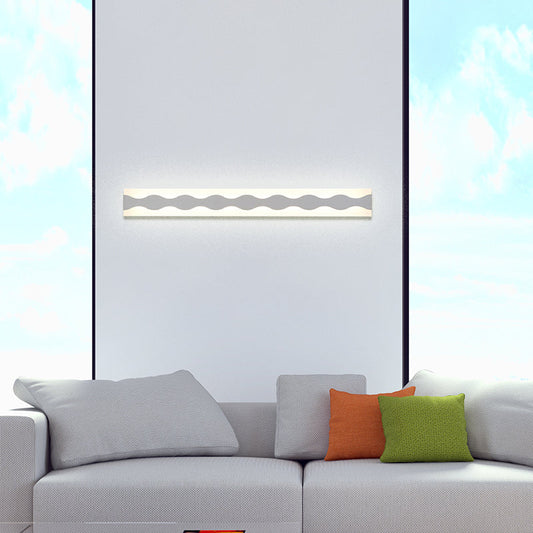 Rynx | 16"/19.5" Width LED Bathroom Mirror Lighting with Wave Acrylic Shade White Wall Sconce in Warm/White Light