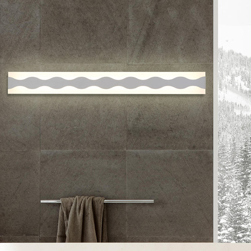 Rynx | 16"/19.5" Width LED Bathroom Mirror Lighting with Wave Acrylic Shade White Wall Sconce in Warm/White Light