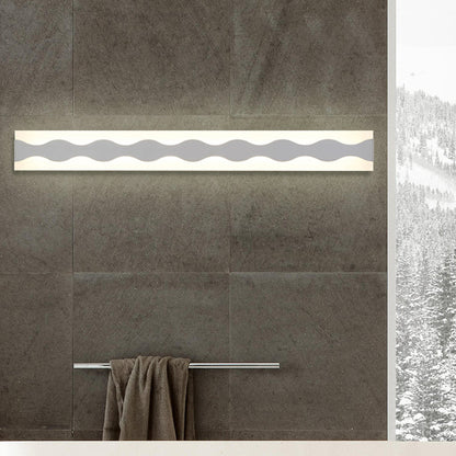 Rynx | 16"/19.5" Width LED Bathroom Mirror Lighting with Wave Acrylic Shade White Wall Sconce in Warm/White Light