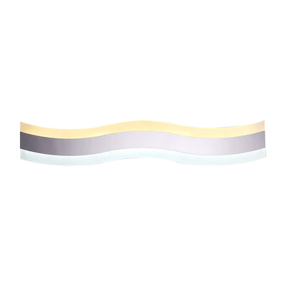Rynx | Wavy LED Bathroom Light Acrylic Single Light Minimalism Anti-Fog Makeup Mirror Light in Warm/White, 16"/19.5" Wide