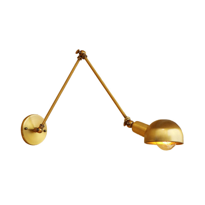 Rynx | 1 Bulb Reading Lamp Wall Retro Style Bowl Lamp Iron Adjustable Wall Lighting in Brass for the Study