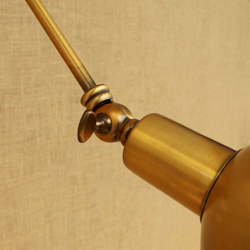 Rynx | 1 Bulb Reading Lamp Wall Retro Style Bowl Lamp Iron Adjustable Wall Lighting in Brass for the Study
