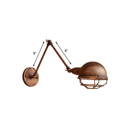 Rynx | 1 Bulb Pendant Light with Cage Shade Metal Antique Stylish Farmhouse Adjustable Wall Lamp in Rust