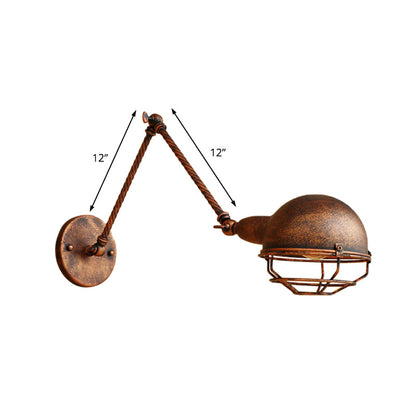 Rynx | 1 Bulb Pendant Light with Cage Shade Metal Antique Stylish Farmhouse Adjustable Wall Lamp in Rust