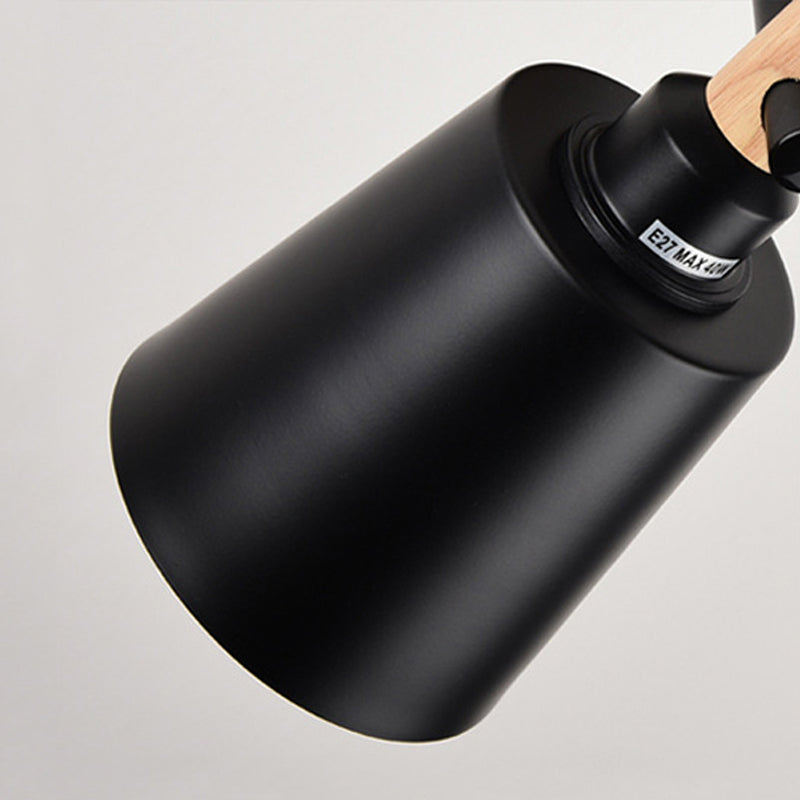 Rynx | 1 Light cylindrical wall lamp fixture in modernist style Black metal wall lamp with wood connection for the bedroom