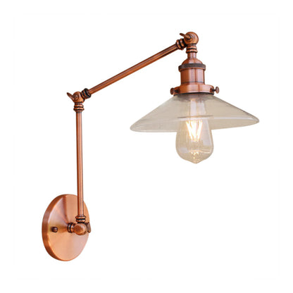 Rynx | Rustic conical wall lighting 1 bulb clear glass wall light in copper for café