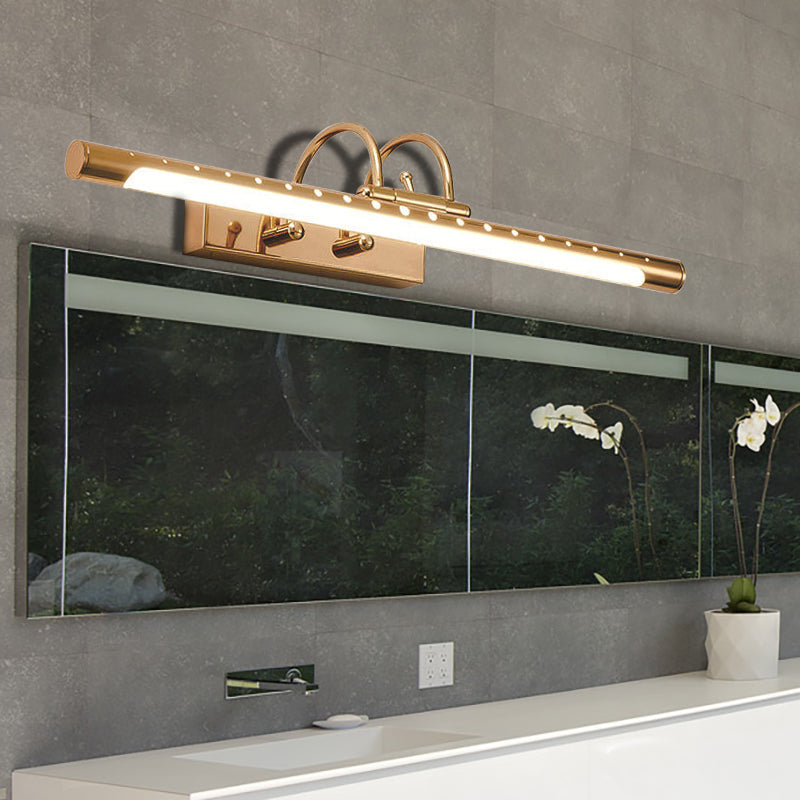 Rynx | 14"/19" Diameter Tube Wall Lighting with Arc Arm Modern Design Metal Warm/White Light LED Bathroom Vanity Lighting System in Gold