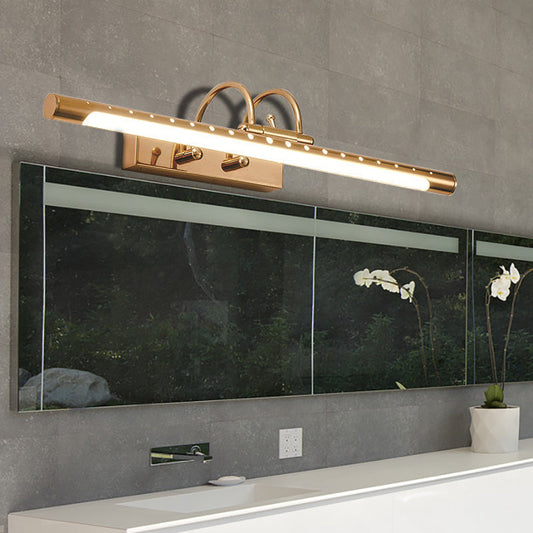 Rynx | 14"/19" Diameter Tube Wall Lighting with Arc Arm Modern Design Metal Warm/White Light LED Bathroom Vanity Lighting System in Gold