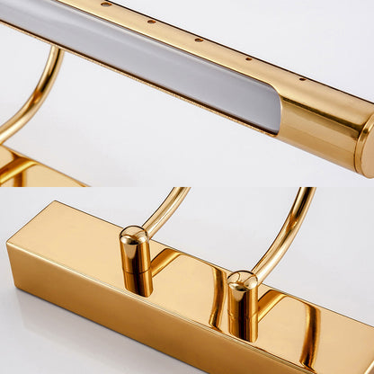Rynx | 14"/19" Diameter Tube Wall Lighting with Arc Arm Modern Design Metal Warm/White Light LED Bathroom Vanity Lighting System in Gold