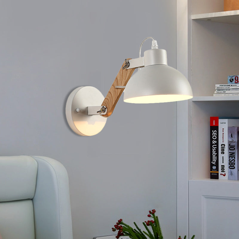 Rynx | Nordic Splicing Rotatable Wall Lamp 1-Light Metal Wall Lamp Lighting with Bowl Shade in Black/White-Wood