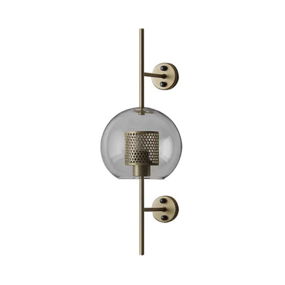 Rynx | 8"/9.5" W Global Bedroom Wall Light Colonial Clear Glass 1 Light Bronze/Silver Gray Wall Lamp with Inner Cylinder Wire Mesh