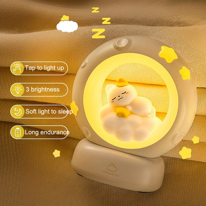 Rynx | SleepyCat - Cute Cat Night Light with USB Rechargeable Battery and Dimmable Light