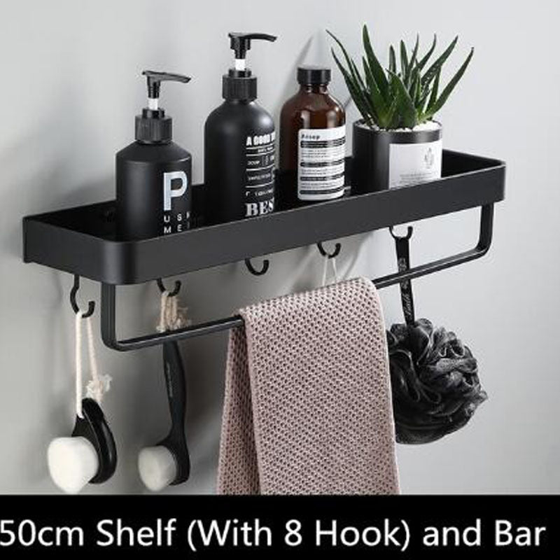Rynx | Black Bathroom Shelf Space Aluminium Wall Mounted