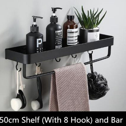 Rynx | Black Bathroom Shelf Space Aluminium Wall Mounted