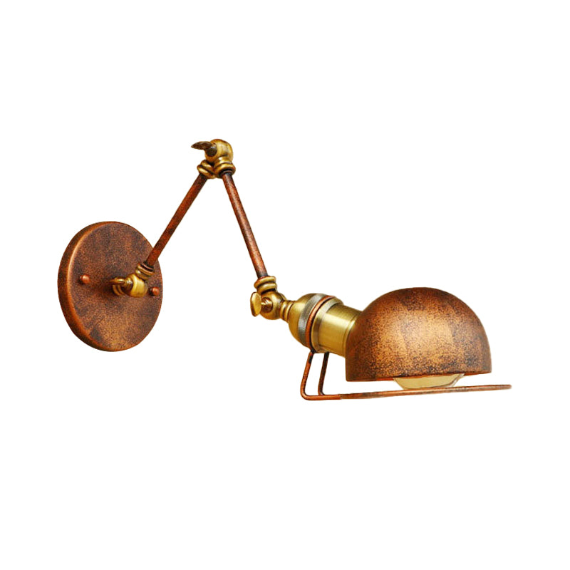 Rynx | Vintage Industrial Bowl Wall Lamp 1 Light Iron Wall Lamp with Rotatable Arm in Black/Metal