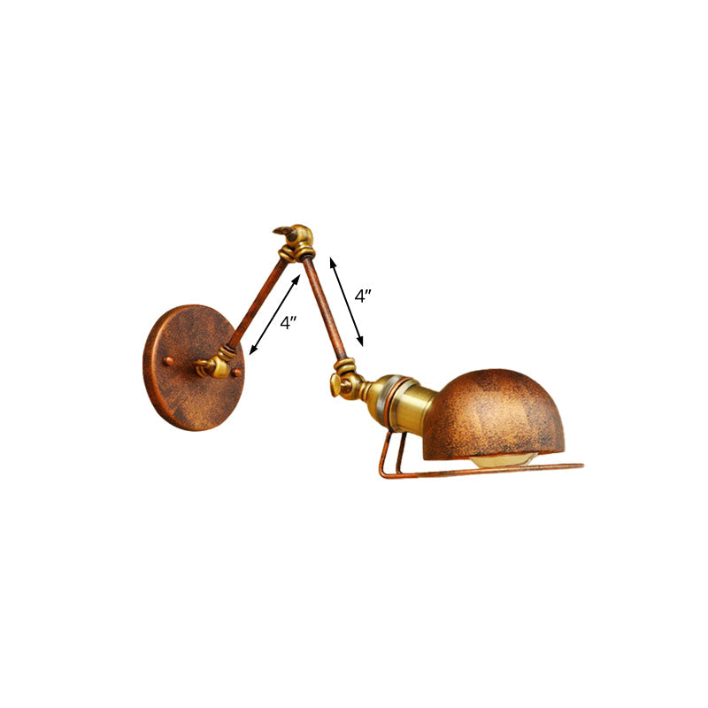 Rynx | Vintage Industrial Bowl Wall Lamp 1 Light Iron Wall Lamp with Rotatable Arm in Black/Metal