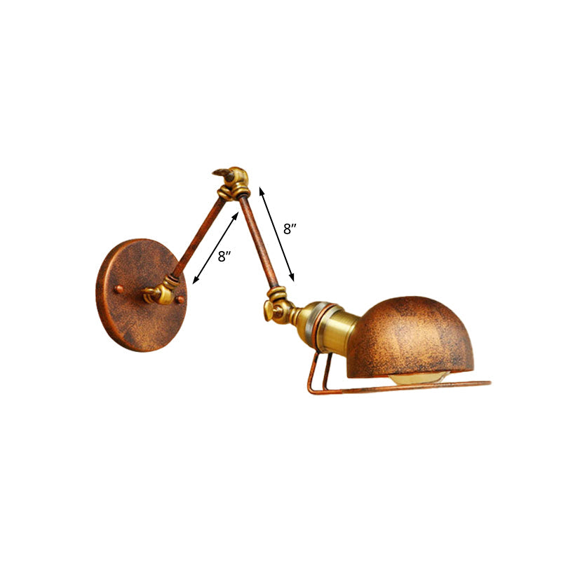 Rynx | Vintage Industrial Bowl Wall Lamp 1 Light Iron Wall Lamp with Rotatable Arm in Black/Metal