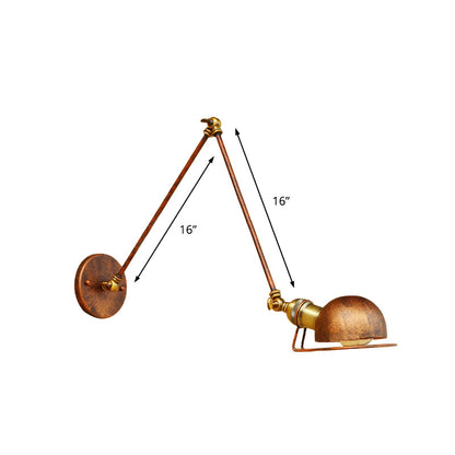Rynx | Vintage Industrial Bowl Wall Lamp 1 Light Iron Wall Lamp with Rotatable Arm in Black/Metal