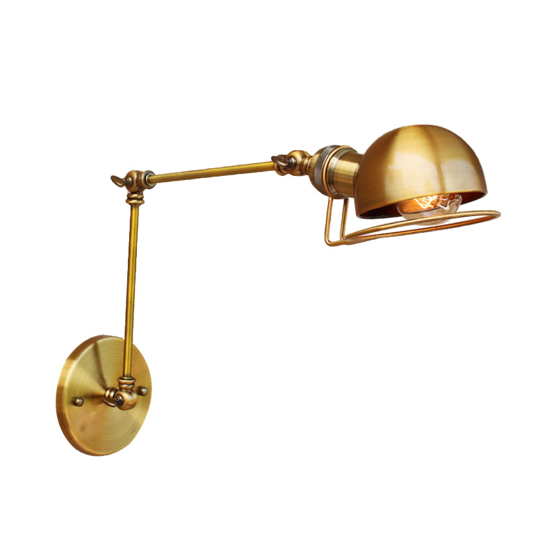 Rynx | Vintage Industrial Bowl Wall Lamp 1 Light Iron Wall Lamp with Rotatable Arm in Black/Metal