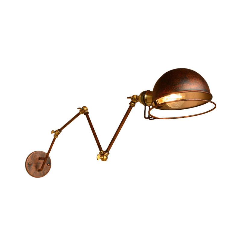 Rynx | Vintage Industrial Bowl Wall Lamp 1 Light Iron Wall Lamp with Rotatable Arm in Black/Metal