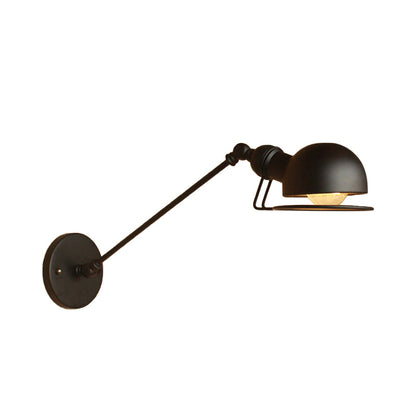 Rynx | Vintage Industrial Bowl Wall Lamp 1 Light Iron Wall Lamp with Rotatable Arm in Black/Metal