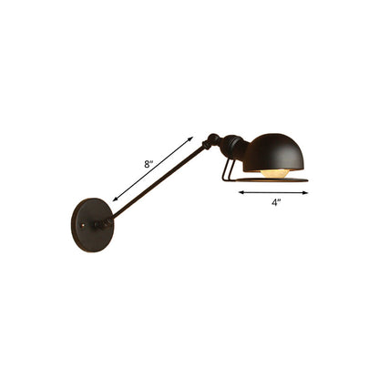 Rynx | Vintage Industrial Bowl Wall Lamp 1 Light Iron Wall Lamp with Rotatable Arm in Black/Metal
