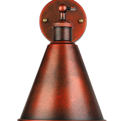 Rynx | Black/Rust 1 Head Wall Lamp Farmhouse Style Wrought Iron Conical Adjustable Wall Light Fixture for Outdoor