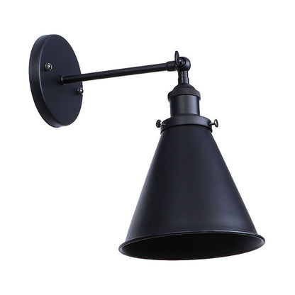 Rynx | Black/Rust 1 Head Wall Lamp Farmhouse Style Wrought Iron Conical Adjustable Wall Light Fixture for Outdoor