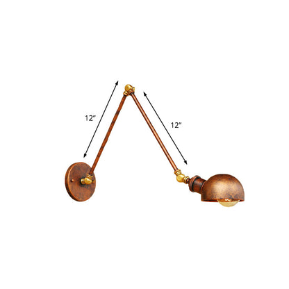 Rynx | 4"/6.5" Dia Domed Metal Wall Lamp Fixture Vintage Style 1 Head Study Room Adjustable Wall Light in Rust