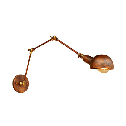 Rynx | 4"/6.5" Dia Domed Metal Wall Lamp Fixture Vintage Style 1 Head Study Room Adjustable Wall Light in Rust