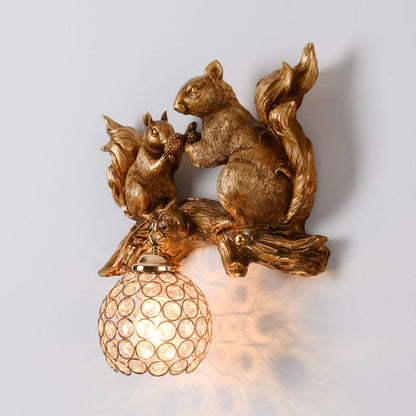 Rynx | Crystanova Wall light | Creative squirrel design | Crystal details | 1-bulb lamp for bedroom