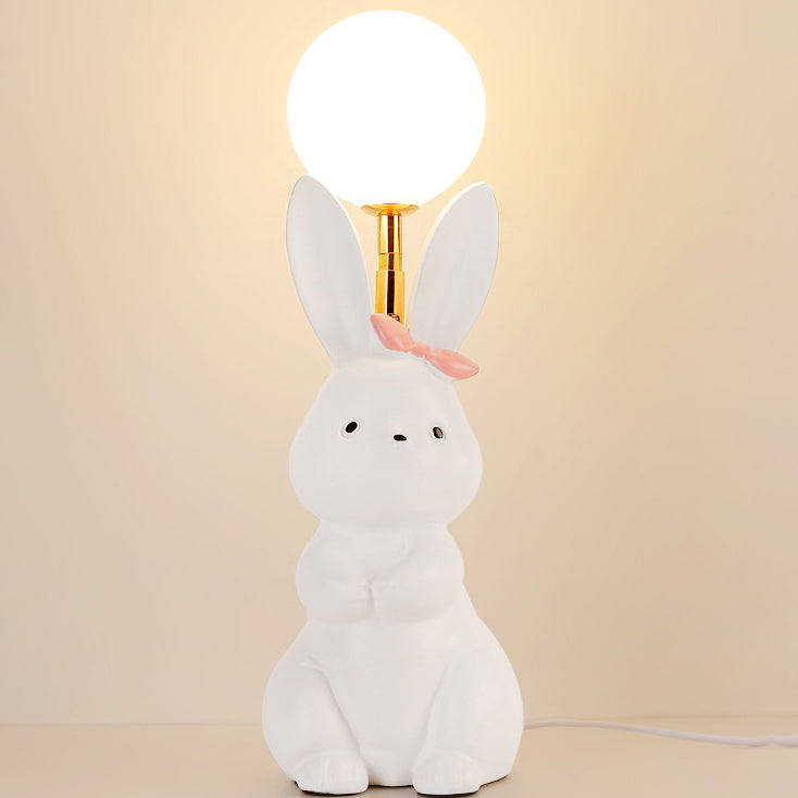 Rynx | Modern Art Deco Rabbit Feather Orb Metal Goose Feather Glass 1-Light Table Lamp For Bedroom