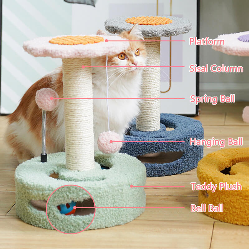 Rynx | Cute Sunflower Cat Tree for Scratching Climbing & Sleeping