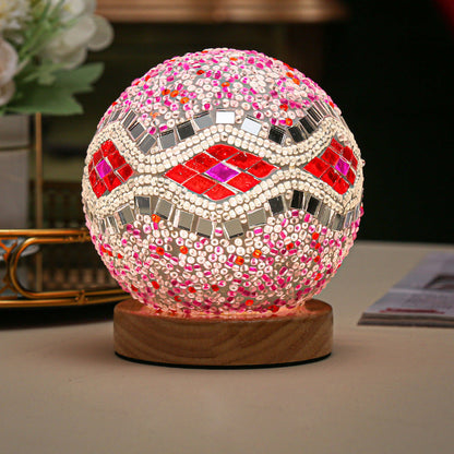 Rynx | Luminara - Spherical LED Dimmable Glass Baroque Table Lamp Mosaic 3.9"