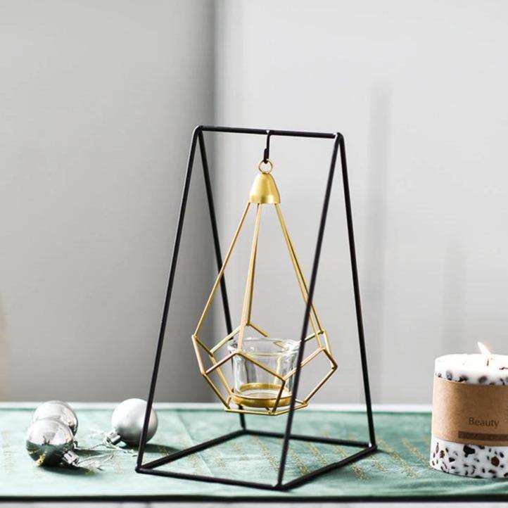 Rynx | GeoLume Geometric Hanging Candle Holder or Vase made of Iron | Modern Design | Versatile Decoration